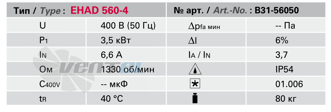 Rosenberg EHAD 560-4 - описание, технические характеристики, графики